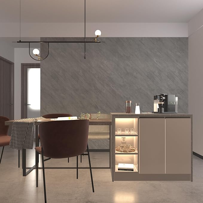 48"×197" Large Size Extra Wide Thick Grey Concrete Wallpaper Peel and Stick 3D Industrial Vinyl Matte Textured Removable Gray Concrete Contact Paper for Bedroom Bathroom Gym Office's Walls