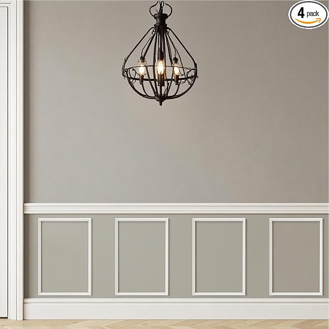 4 Sets Pre-Cut Wainscoting Panels 16”x24” Picture Frame Molding Peel and Stick Wall Molding kit Self Adhesive Molding Trim for Walls (40x60cm)
