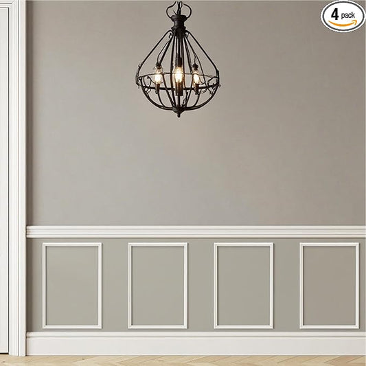 4 Sets Pre-Cut Wainscoting Panels 16”x24” Picture Frame Molding Peel and Stick Wall Molding kit Self Adhesive Molding Trim for Walls (40x60cm)