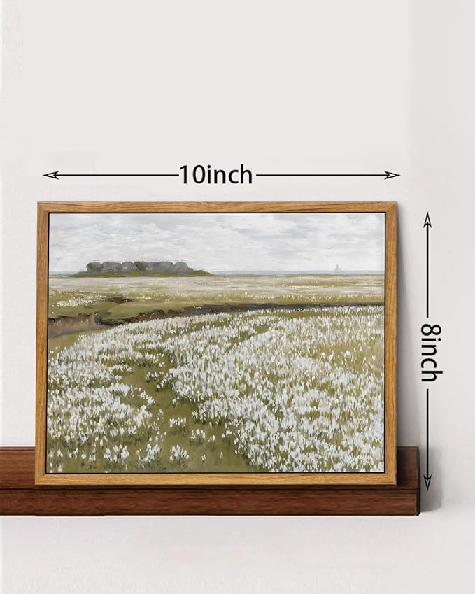 KISSFOX Vintage Landscape Canvas Wall Art Nature Wildflower Field Scenery Prints Country Painting Picture Decor Artwork Rustic Farmhouse Gallery Office Living Room Bedroom Bathroom