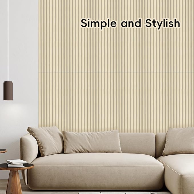 18Pack WPC Wainscoting Panels, 48.2 x 6.2 Inches 3D Accent Wall Panels for Interior Wall Decor, Fluted Wood Paneling for Living Room, TV Background, Office, Bedroom(Oak)