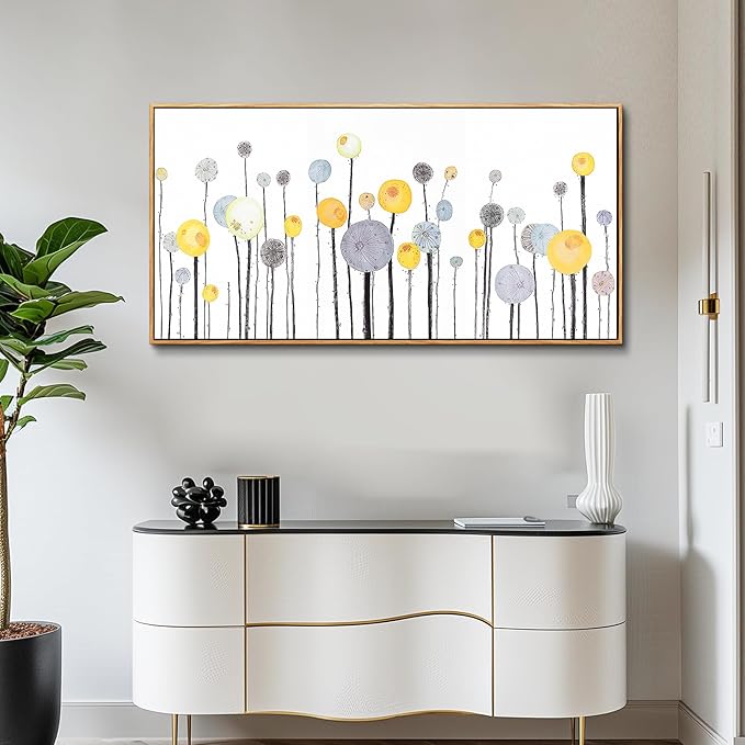 MHARTK66 Boho Watercolor Flower Wall Painting Canvas Wall Art For Living Room Wood Framed Wall Decor For Bedroom Office Decoration Abstract Pictures Artwork Ready To Hang Modern Home Decor