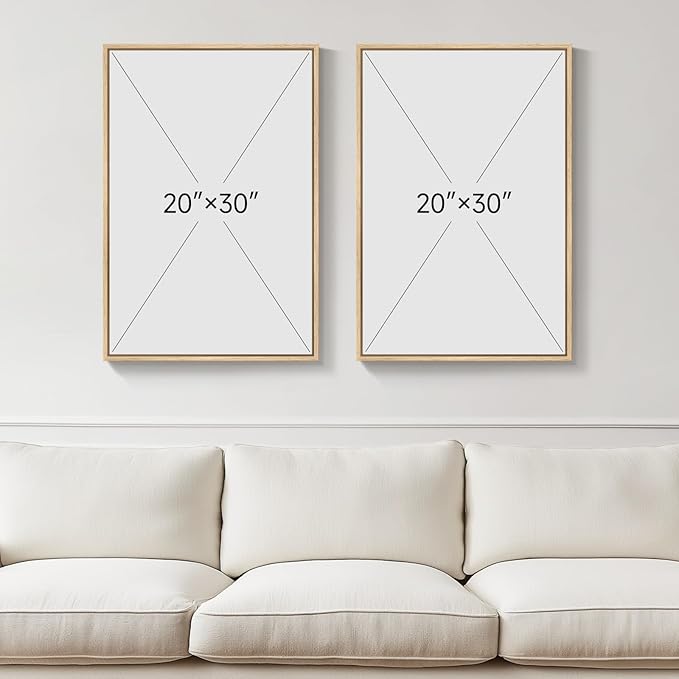 Large Framed Neutral Abstract Wall Art for Living Room, 2 Piece Tan and Cream Beige Canvas Prints Paintings Artwork for Walls, Woman Silhouette Big Pictures for Bedroom Dining Room Office Wall Decor