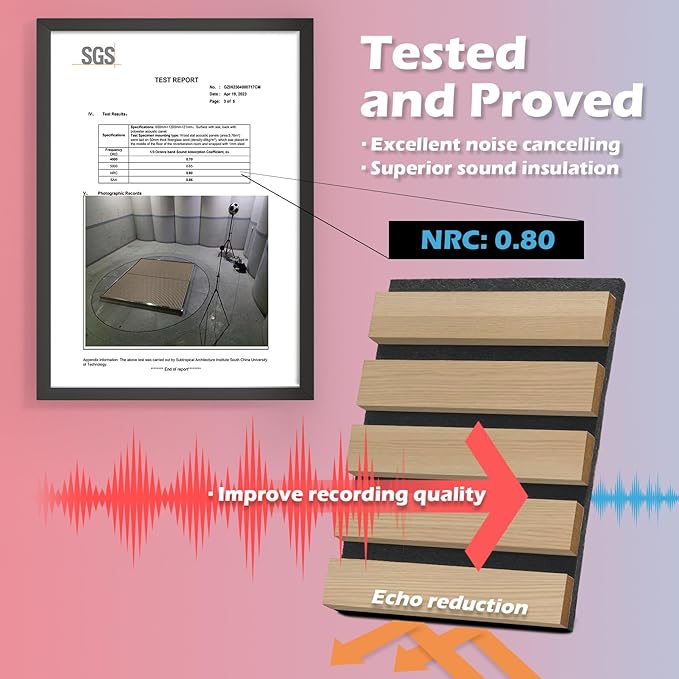 Art3d 2-Pack 48" x 24" Acoustic Wood Panels for Wall, Soundproof Wood Slat Panel for Wall and Ceiling, 3D Fluted Sound Absorbing Paneling for Interior Wall Decor, Living Room, Bedroom - Peach