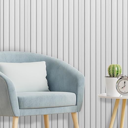 Art3d WPC Slat Wall Panels, 8-Pack 108 x 6 Inch 3D Wall Accents for Interior Wall Decor, Living Room, Bedroom, White