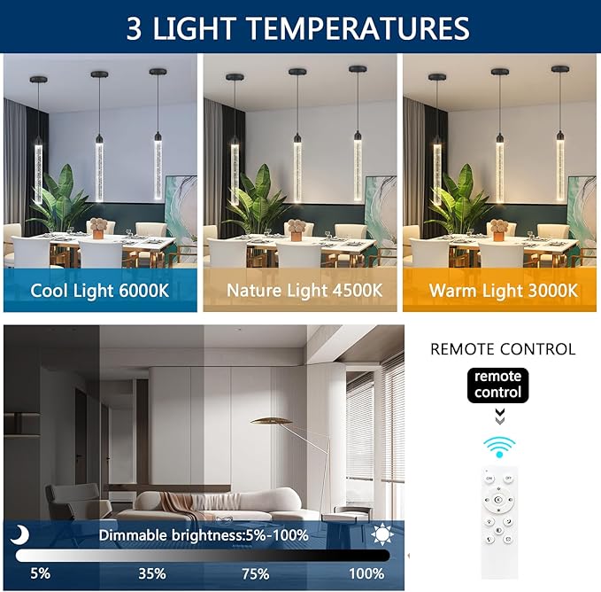 Mini Chandeliers Modern Crystal Pendant Lighting LED Dimmable Pendant Lights Kitchen Island Dining Room