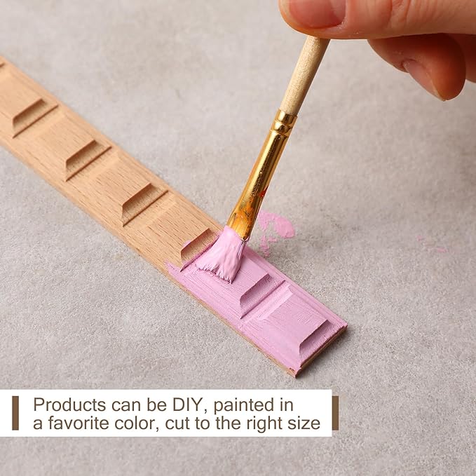 Nuanchu 12 Pcs Unfinished 3D Decorative Wood Trim Molding 15.75inch Decorative Wood Molding Cute DIY Trim for Home Wall Cabinet Shelf Window Door (Grid,20mm)