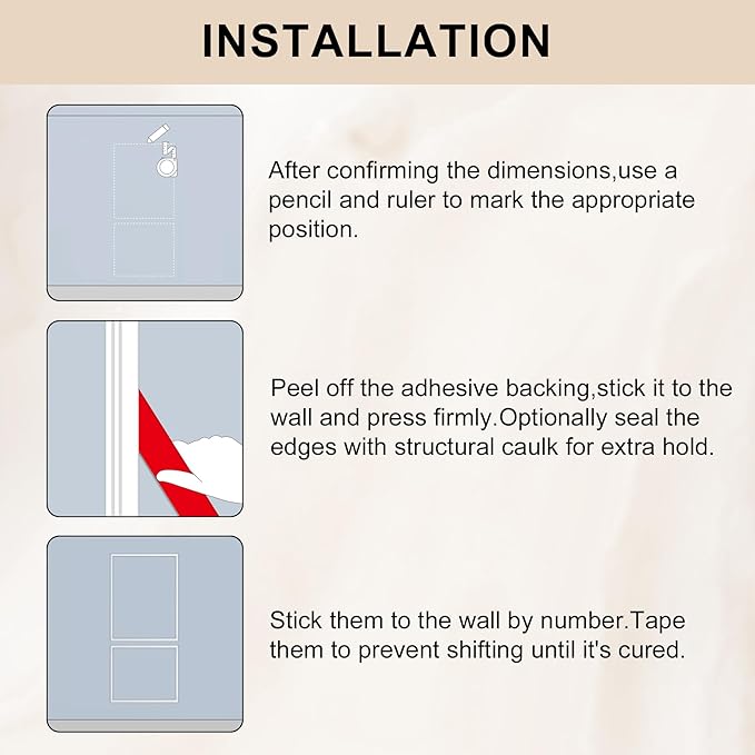 2 Set of 20" x 20" and 20" x 30" Pre-Cut Accent Wall Molding Trim Kit, Peel and Stick Premade Wainscoting Panels for Interior Decoration, Ready to Assemble Chair Rail Moulding