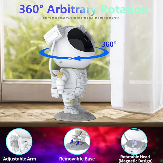 Astronaut Star Projector Galaxy Light with Timer and Remote Control, 360° Adjustable Starry Night Light Projector for Baby/Kids/Adults/Bedroom/Party/Home Decor/Game Room (White)