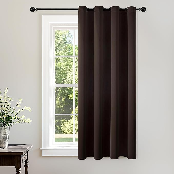 ChrisDowa Grommet Blackout Curtains for Bedroom - Thermal Insulated Room Darkening Curtains for Living Room (1 Panel Set, Brown,52W x 63L)