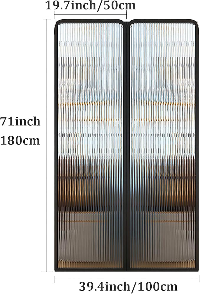 6ft Tall Room Divider, Metal Glass Partition, Folding Privacy Screen, Decorative Freestanding Partition for Room Separation, Modern Design, Ideal for Home or Office Use