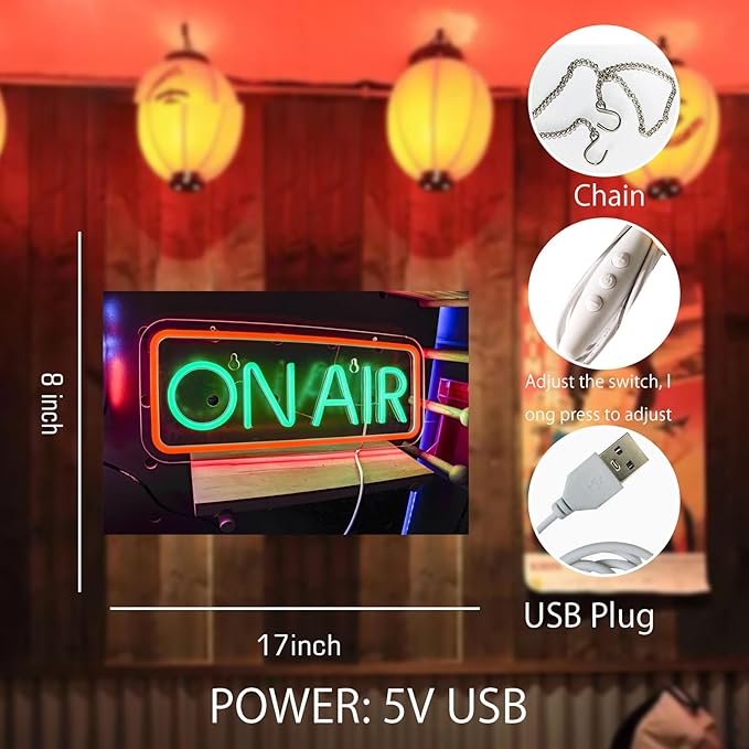 On Air Led Neon Sign，Neon Signs for Gaming Room Wall Decor，High Brightness 5V Neon Lights for Room Bar Pub Store Club Garage