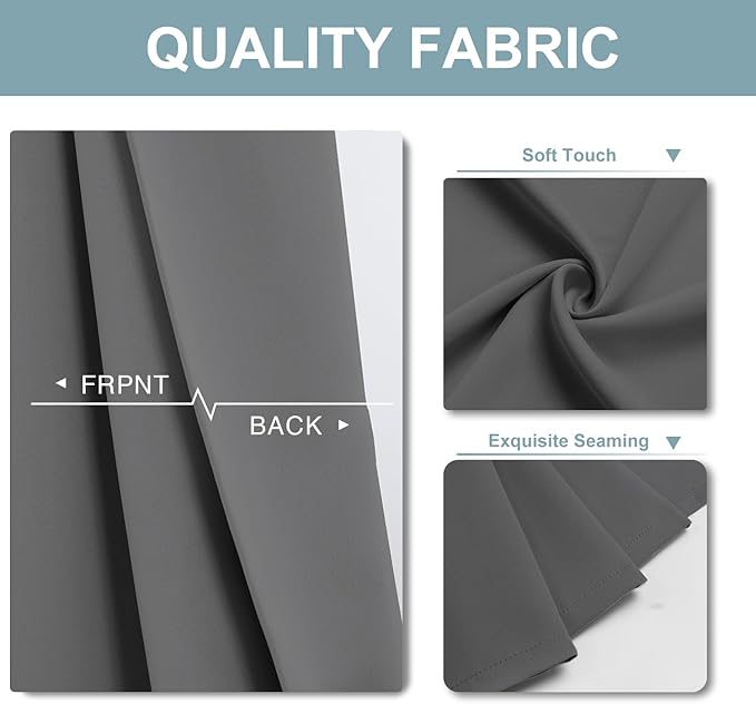 ChrisDowa Blackout Curtains 72 inches Long for Bedroom - Grommet Thermal Insulated Room Darkening Curtains for Living Room (1 Panel, Grey, 42 x 72 Inch)