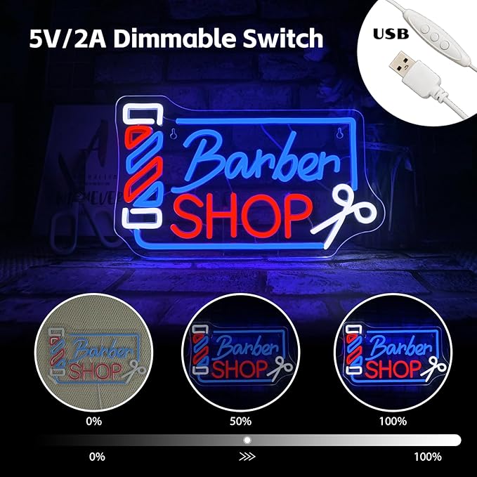 Looklight Barber Shop Neon Sign Barber Pole Led Signs for Wall Decor Salon Station Neon Light Sign for Pole Hair Salon Accessories Business Store Supplies