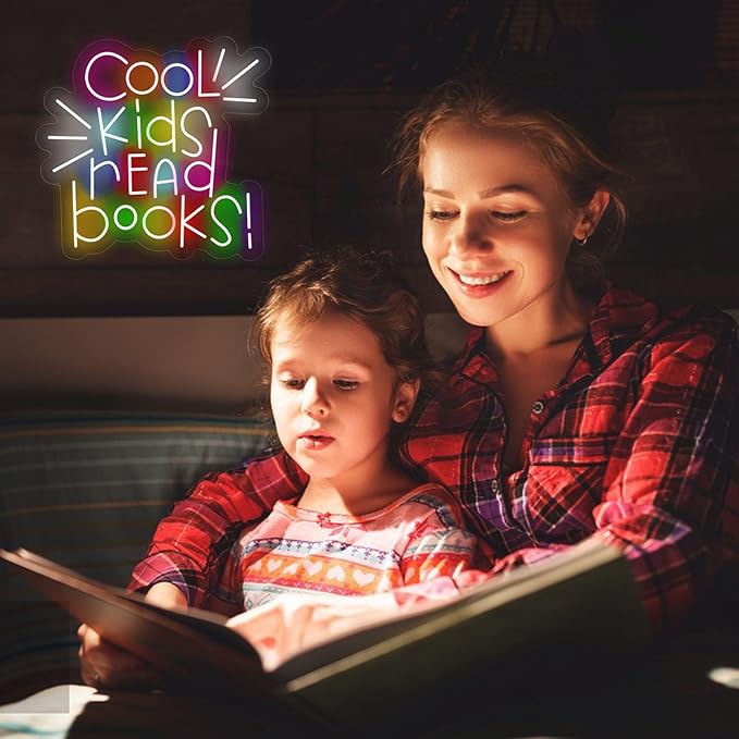Cool Kids Read Books Neon Sign Reading Led Neon Light for Reading Room Library Reading Corner Light Up Sign for Wall Decor with Dimmable Switches Library Classroom Book Club