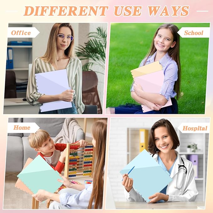 8 Pcs Discbound Pocket Dividers 8.5 x 11 Dividers with Tabs and Pockets Discbound Pocket Folders Letter Size Binder Divider Plastic Disc Planner Supplies for Business School Office(Macarons)