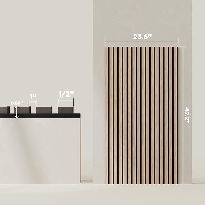 2-Pack Wood Panels for Wall - Acoustic Wood Slat Wall Panels, Soundproof Wooden Paneling for Interior Decor
