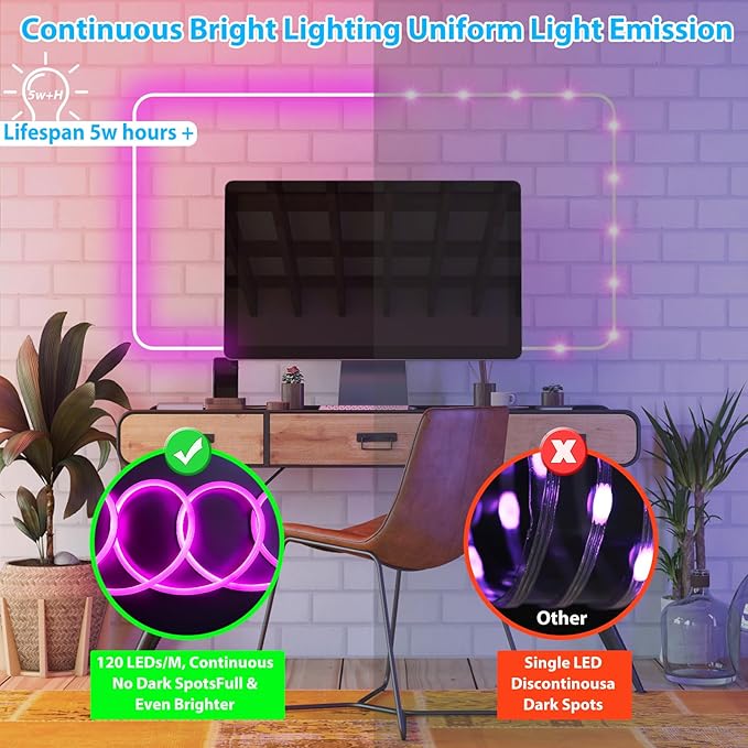 32.8ft RGB Neon Rope Light with Remote - Dimmable Waterproof LED Strip Lights for Indoor & Outdoor, Premium Expandable Lighting to Create Vibrant Atmosphere in Bedroom, KTV, Bar Decor - ETL Certified