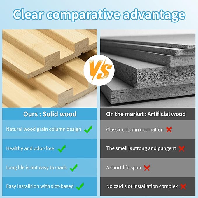 Art3d 4 Pc 96"x5.7" Wood Slat Wall Panel for Interior, Ceiling and Decoration, 15.2 SqFt