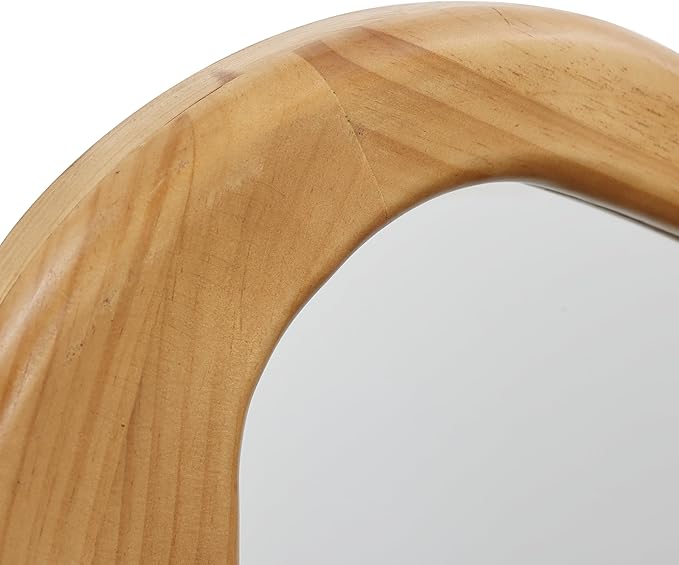 LuxenHome Irregular Oblong Wall Mirror,Accent with Natural Wood Frame,Rustic Bathroom Mirror,Vanity Makeup Mirror, Wall Mounted Mirror for Living Room,Entryway,Bedroom,Decorative Mirror