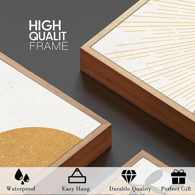 BINCUE Boho Line Wall Art Abstract Plant Wall Decor Mid Century Artwork for Living Room Bedroom Office 12"x16" Set of 3