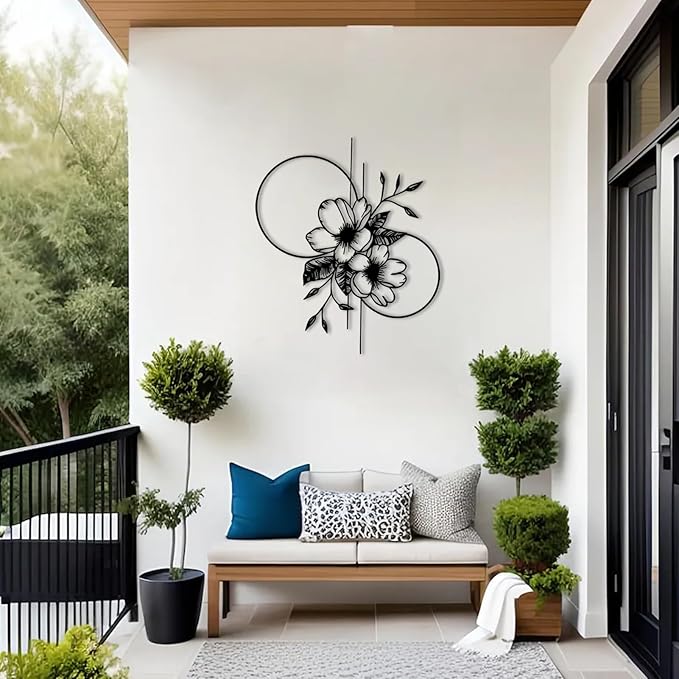 Metal Flowers Wall Decor, Metal Flower Wall Art, Metal Floral Wall Decor, Flower Art Wall Decor, Wall Flowers Wall Decor, Metal Flowers, Wall Hangings for Living Room, Bedroom (Silver, 35x30in|90x77cm)