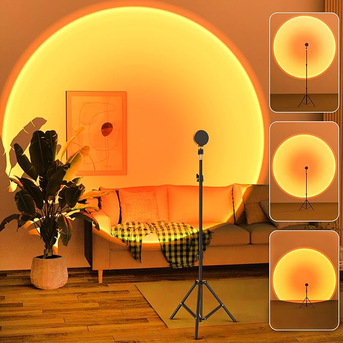 Balkwan Sunset Floor Lamp Projection 140cm Adjustable Stand Led Night Light 360 Degree Rotation Network Light with 3M USB Cable Floor Light for Living Room Bedroom