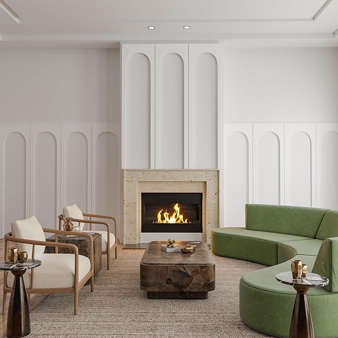 Nuanchu 4 Set Arch MDF Wall Molding Kit 118 x 31.5 Inch Pre-Cut Arch Wainscoting Panel Board and Batten Wall Panel Decor Paintable Accent Kit for DIY Home Bedroom Living Room Decor