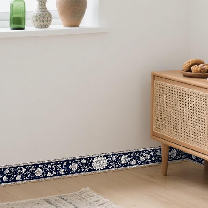 Nuxovilar Wallpaper Border Peel and Stick, Vintage Floral Pattern Self-Adhesive Wallpaper, PVC Material 3.94×16.4 Ft, Decorative for Living Room, Bedroom, Home Renovation