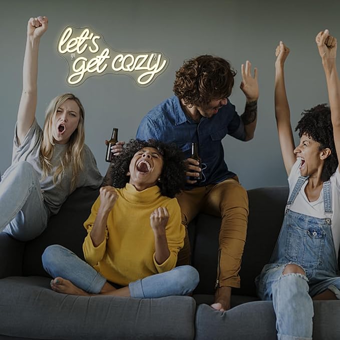 LookLight Let’s Get Cozy Neon Sign,Warm White Led Neon Light,USB Connectivity Neon Sign for Wall Decor,Light Up Sign for Living Room Bedroom Bar Birthday Party