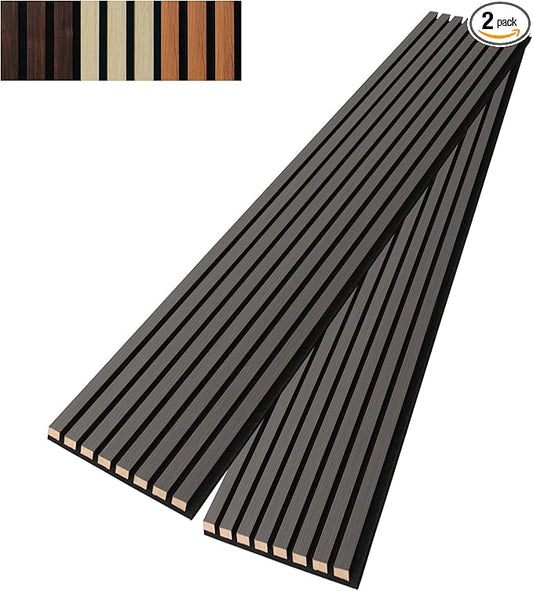 Art3dwallpanels Wood Slat Wall Panel, 108'' x 13'' Wood Panels for Wall 2 Pack 3D Soundproof Wall Panels, Large Acoustic Panels for Interior Ceiling and Wall Decor Noise Reduction,Smoky Wood