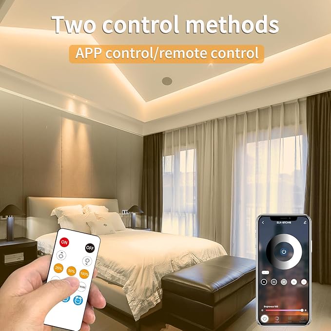 50FT COB LED Strip Lights DC 24V Dimmable 3000K Warm White Flexible LED Tape Light for Bedroom, with Remote and app Control LED Tape Lights CRI90+,for DIY Home Decoration