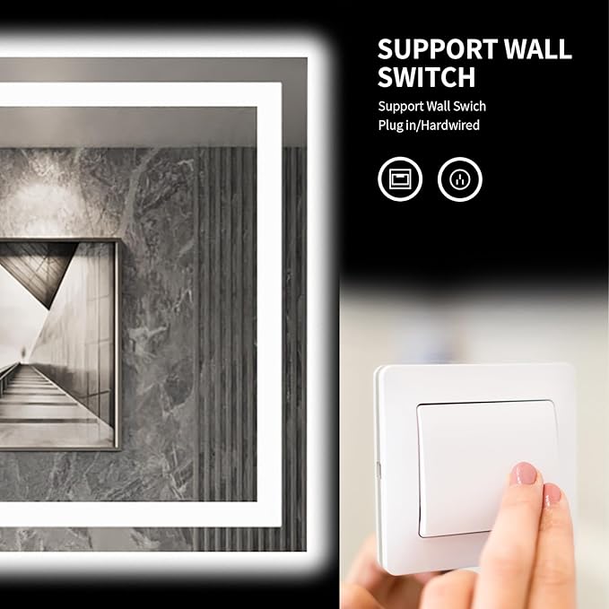 LOAAO 84"X40" LED Bathroom Mirror with Lights, Anti-Fog, Dimmable, Backlit + Front Lit, Lighted Bathroom Vanity Mirror for Wall, Memory Function, Tempered Glass, Shatter-Proof, ETL Listed