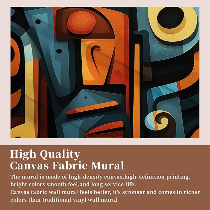 Large Colorful Wall Murals Peel and Stick Orange Blue 3D Mayan Wallpaper 148" W x 98" H Removable Modern Metallic Wall Paper Abstract Art Decor Canvas Home Wall Art for Living Room Background