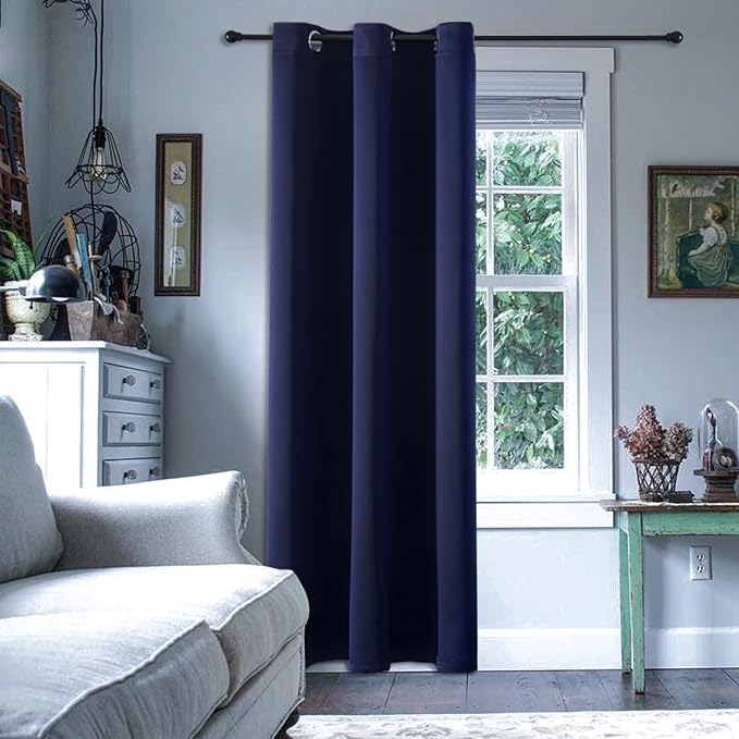 ChrisDowa Blackout Curtains 72 inches Long for Bedroom - Grommet Thermal Insulated Room Darkening Curtains for Living Room (1 Panel, Navy Blue, 42 x 72 Inch)