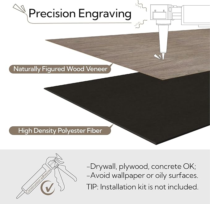 Olanglab Wood Veneer Wall Panels 6 Pack, 24‘’X48‘’ Sound Absorbing Panels for Noise Reduction, Chevron