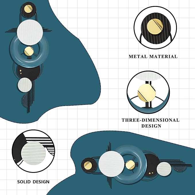 Modern Metal Wall Decor,Geometric Circle Contemporary Home Decor, Large 42x 16 Inches Metal Wall Sculpture,Handmade Wall Hanging Wall Decor for Living Room/Dinning Room/Bedroom/Entryway/Hallways