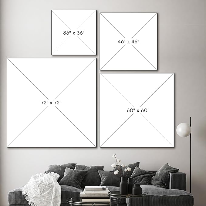 46"x46" XL Framed Wall Art - Black and White Abstract Geometric Shapes (Frame Assembly Required)