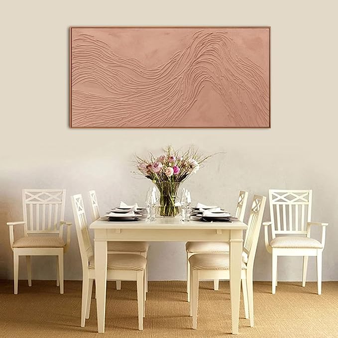 Canvas wall Art Wall Decor Bedroom Pictures Wall Decoration Artwork Abstract Wall Art Hand Painted Reddish Brown Variational Texture Minimalist Modern Art large Modern Painting Pictures for Living Room Home Kitchen Office 24"*48" With Framed