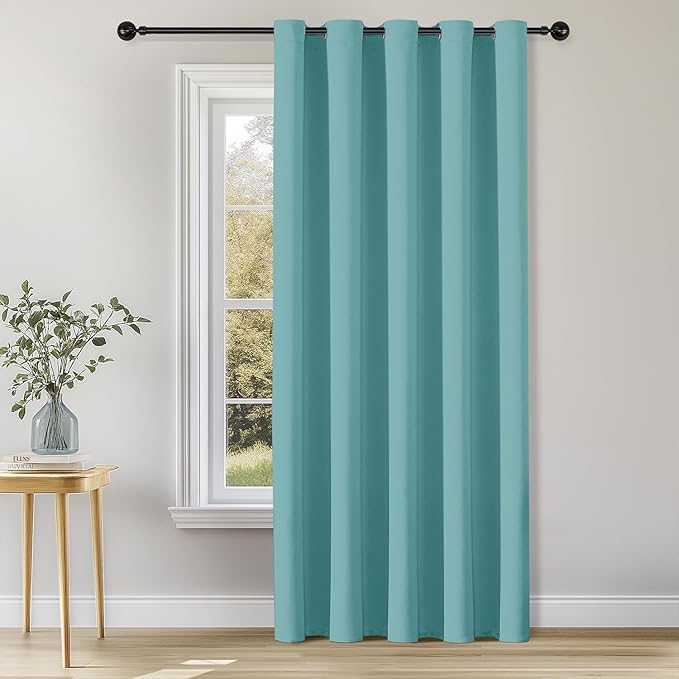 ChrisDowa Blackout Curtains 70 inches Wide for Bedroom - Extra Wide Grommet Thermal Insulated Room Darkening Curtains for Living Room (1 Panel, Aqua, 70 x 84 Inch)