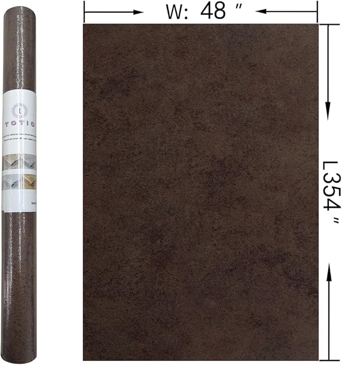 48x354inch Extra Wide Dark Brown Concrete Wallpaper Peel Stick Vintage Metal Industrial Style Wall Sticker Air Guide Slot Design Matte Thick Self-Adhesive Waterproof Cement Contact Paper Bronze Gold