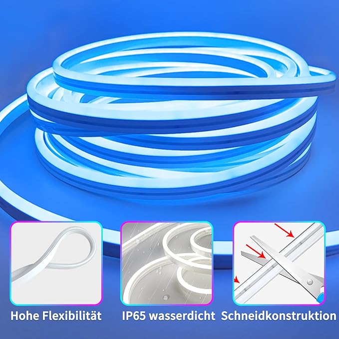 132FT Neon LED Rope Lights IP65 Waterproof LED Lights for Bedroom Flexible LED Light Strip with Remote/APP Control RGB Lighting Strip for Indoors Outdoors Bedroom Room Home Décor