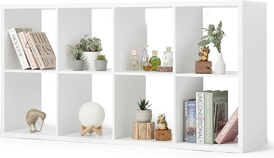 CAPHAUS Sturdy Room 13-Inch Cube Storage Organizer Shelf, with Extra Thick Exterior Edge, Open Storage Shelf Divider, Bookcase, 6-Cube / 8-Cube / 9-Cube, Colors Available in Rustic Grey Oak and White
