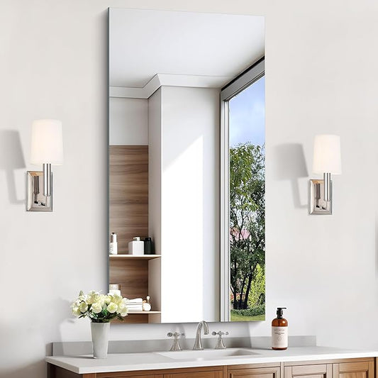 KOCUUY Frameless Mirror, 24x48 Inch Rectangle Bathroom Vanity Mirror for Over Sink, Upgraded Shatterproof Unframed Design for Bedroom, Living Room, Entryway