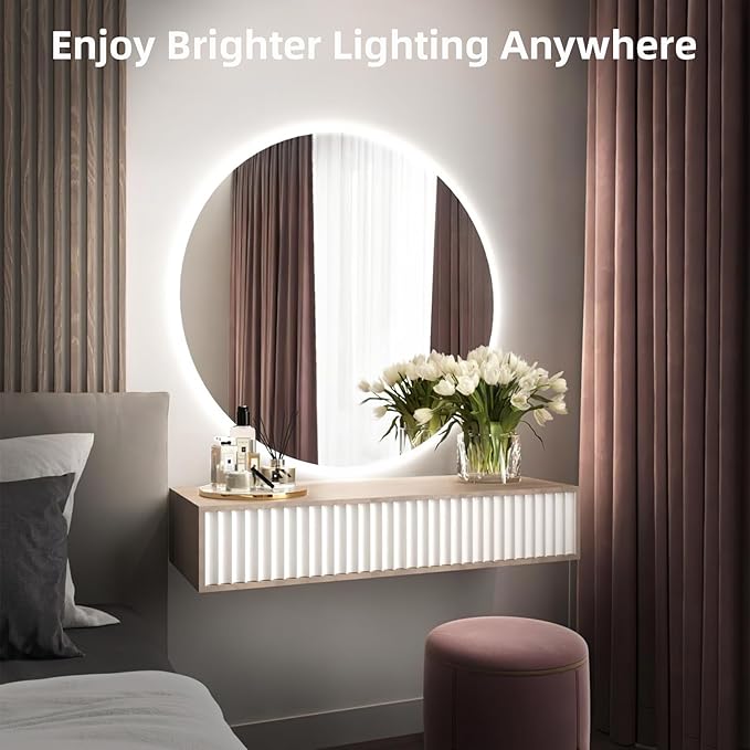 Lamomo LED Neon Rope Light, 12V White Neon LED Strip Light, 16.4ft/5m Dimmable Waterproof Strip Lighting, Silicone DIY Sign for Bedroom Indoor Home Decor (Power Adapter Included)