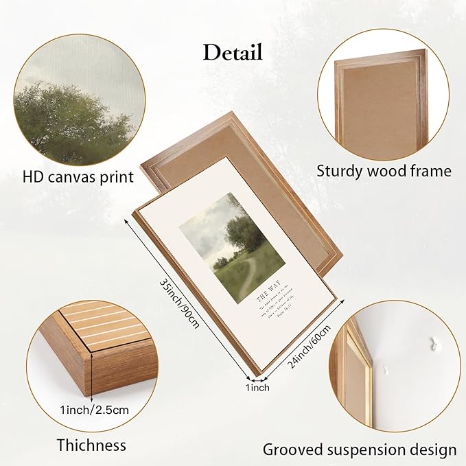 CHDITB Christian Path Framed Canvas Wall Art Set, Biblical Verses Wall Decor, Scripture Spiritual Wall Painting, Vintage The Way The Truth The Life Art Prints for Church Zen Room Office 24"x36"x3