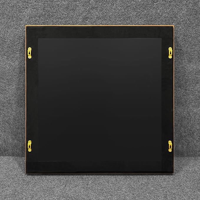 BrightA 3D Textured Wood Block Wall Art - Hand-Assembled Timber Base with Golden Vine Metal Accents, Tempered Glass & Solid Wood Frame Contemporary Decorfor Living Room Office 31.5"x31.5"