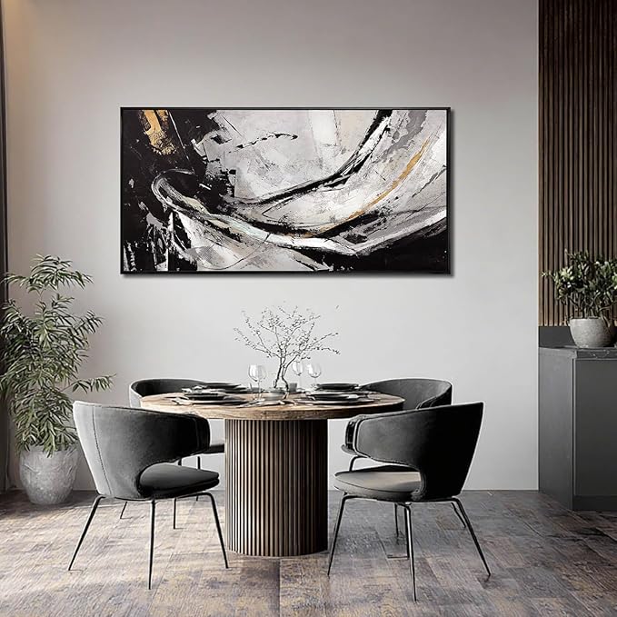 Abstract Framed Wall Decor Vintage Wall Art Neutral Canvas Poster 24"x48" Large Pictures for Living Room Office Decorations