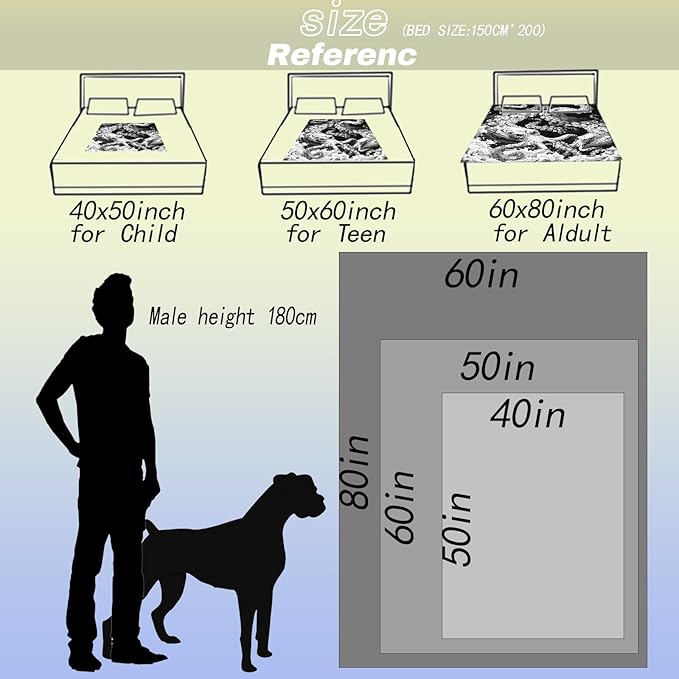 Octopus Kraken Throw Blanket, 60x80in, Soft, Lightweight Flannel,Gothic Bold Black and White Tentacle Art with Ocean Waves Blankets, Nautical Sea Monster Gifts, for Home Living Room Decor