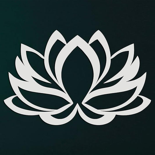 Metal Wall Art - Lotus Flower - 3D Wall Silhouette Metal Wall Decor Home Office Decoration Bedroom Living Room Decor Sculpture (White, 39"W x 25"H / 100x64 cm)